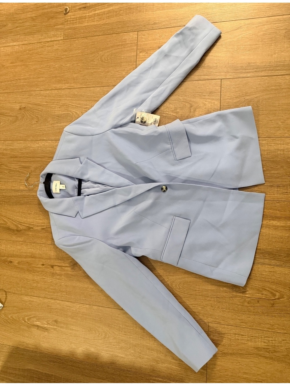 NWT Nine West Essential Suiting Powder Blue One Button Blazer Women’s Size 12